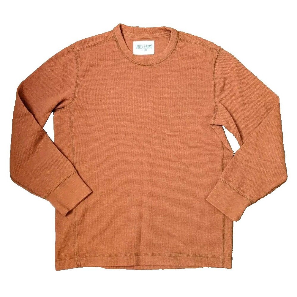 Eddie Bauer Henley Waffle Knit Pullover Shirt Men Size Lrg Y2K 90s Indie Sleaze